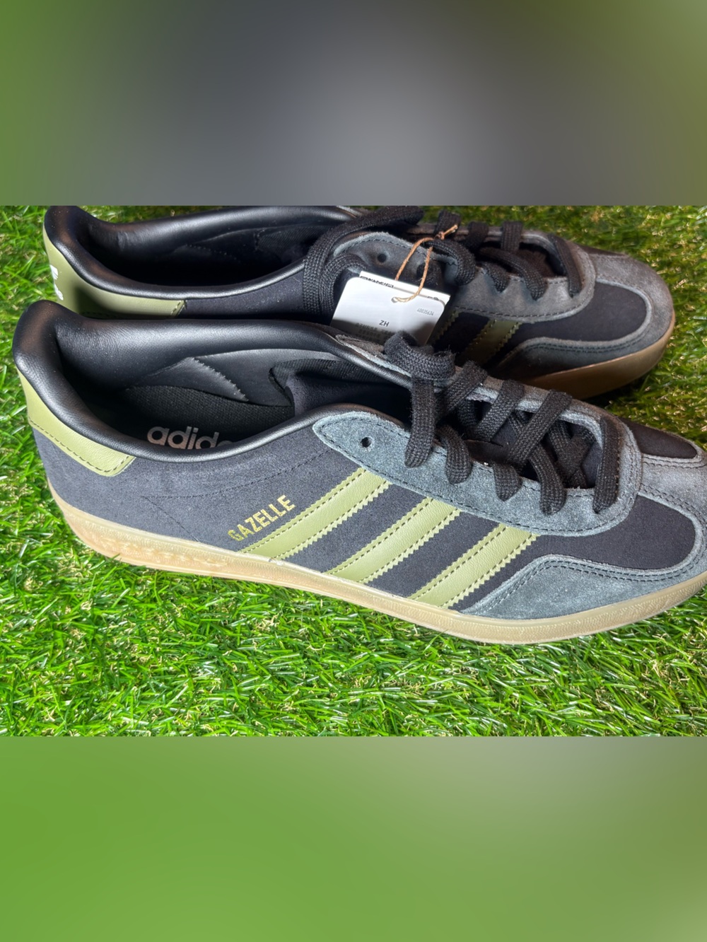 adidas Gazelle Sneakers in Black and Olive Green 8 men’s, 9.5 women